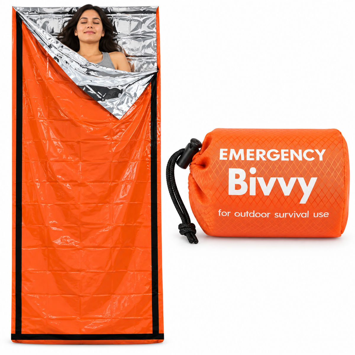 Saco Térmico de Emergencia TROVACK — Bolsa de Dormir de Supervivencia Mylar, Impermeable y Ultraligera